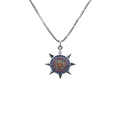 Collier pendentif gouvernail en argent avec zircons multicolores et chaîne vénitienne - Or Blanc