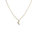 Gold moon pendant necklace with micro-paved colored zircon gemstones on a box chain - Gold Colorful Gem Moon
