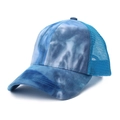 Berretto da baseball tie-dye blu e bianco con rete traspirante e cinturino regolabile - Blu Inchiostro