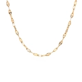 Elegant gold stainless steel necklace with flat oval link chain design on white background - Gold