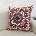 Ethnic floral embroidered throw pillow cover decorative sofa cushion with textured towel embroidery. - 45*45 (No Core) / Nightshade Pink