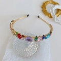 Luxury Baroque gold alloy headband with colorful crystal rhinestones for a vintage style - Colorful
