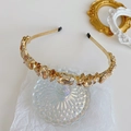 Baroque gold alloy headband with large champagne faceted crystals and a luxury design - Champagne Yellow