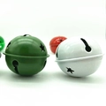 Campanellini natalizi 50mm in metallo verde e bianco con stelle per decorazioni fai-da-te - Bianco Verniciato di Natale