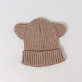 Cute light brown knit beanie for kids with animal ear design for autumn and winter warmth - Kids (48-54CM) / Light Coffee