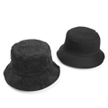Dettaglio delle texture in velluto a coste e cotone liscio dei cappelli a secchiello - M / Stile Reversibile in Velluto a Coste Cima Piatta / Nero