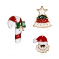 Lot de trois broches de Noël avec Père Noël, sapin et canne à sucre en émail chic - Style 3 (Canne de Bonbon/Arbre de Noël/Père Noël)