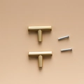 Goldene T-Bar Schrankgriffe mit mattem Finish und passenden Montageschrauben - Tablett Griffe Paar / Klein / Gold