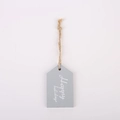 Ornamento natalizio in legno grigio a forma di casa con scritta Happy Holidays e corda - Buone Feste / 4x6.5x0.4cm