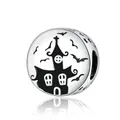 Gothic castle and bats design Halloween charm bead in S925 sterling silver - Ghost Castle (SCC1615)