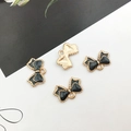 Colgantes de lazo metálicos dorados con esmalte negro para creación de joyas DIY - 1 pieza / Negro