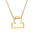 Gold plated stainless steel necklace featuring a Libra zodiac sign symbol pendant - Libra - Gold