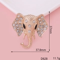 Golden elephant head alloy brooch with diamond accents and dimensions measurement - Gold Rhinestone Elephant