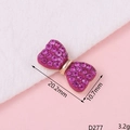 Pink rhinestone bow jewelry accessory with dimensions 20.2mm by 10.7mm and 3.2g weight - D277 Rose Pink Painted Bowknot (Small)