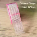 Crescent-shaped lace double eyelid tape in nude tone on pink roll, 32x5mm size - Crescent Shape