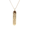 Golden heart love pendant necklace with sparkling rhinestones on box chain jewelry - LOVE Letter Pendant / Gold
