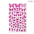 Rose red butterfly and floral nail art sticker sheets with hollow designs, model ZY-036 - ZY-036 Rose Red