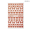 Sparkly red glitter butterfly nail art sticker sheet featuring diverse 3D insect designs - ZY-037 Red