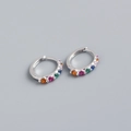 Orecchini a cerchio in argento S925 con pietre preziose multicolori vivaci - Argento 925 / Argento (Zirconia Arcobaleno)