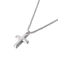 Collar minimalista con colgante de cruz plateada y cadena box para mujer - Plateado (KN87543-KFC)