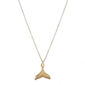 Minimalist gold mermaid tail necklace with a fine cross chain on a clean white background - Gold