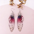 Elegant S925 silver gradient pink and purple butterfly wing drop earrings with rhinestones - Purple Rhinestone-Silver
