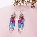 S925 silver butterfly wing earrings with colorful gradient resin and sparkling rhinestones - Rainbow Rhinestone-Silver