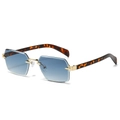 Lunettes de soleil carrées sans monture avec verres dégradés bleus et branches écaillées - Branches Écaille Verres Bleus