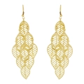 Elegante goldfarbene lange Quasten-Blatt-Ohrhänger mit mehrlagigem Hohlblatt-Design - Gold