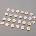 Set of 26 gold-plated round alphabet charms with white enamel for DIY jewelry making - Alphabet Set (DY147) / Set of 26 / KC Gold White Enamel