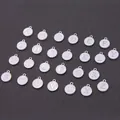 DIY 26-piece set of white enamel and silver alloy round A-Z alphabet charms pendants - Alphabet Set (DY147) / Set of 26 / Silver Plated White Enamel
