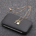 Detail of gold-tone key and lock pendant necklace with zircon stone on black jewelry box - Style 2 Hexagram Lock and Key