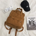 Brown canvas backpack for women with adjustable straps and front zipper pocket - Without Pendant / Brown
