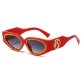 Retro cat-eye sunglasses with red and yellow contrast frame and grey gradient lenses - Red Frame Grey Lens