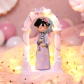 Purple vintage resin doll ornament in a white arch with LED lights and floral decor - Style 1060-30 Windmill