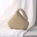 Elegante borsa da sera triangolare oro champagne con strass di cristallo scintillanti - Pochette Morbida a Triangolo - Oro Champagne