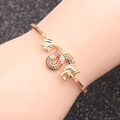 Golden dragon bracelet for men and women featuring vibrant multi-color zircon stones - Chain / Gold Bead Chain Colorful Zircon Dragon