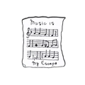 Broche de esmalte de pergamino musical con frase Music is my Escape y notas - La música es mi escape