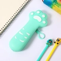 Creatief mintgroen siliconen kattenpoot etui met schattige dieren cartoon pennen - Kattenpoot / Groene Poot