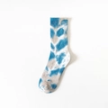 Blue and beige tie-dye mid-calf crew socks in soft knitted cotton for street style - One Size / 139 Blue Beige Tie Dye