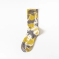 Tie-dye crew socks in yellow, grey and white cotton blend with ribbed cuffs on white background - One Size / 139 Yellow Grey Tie Dye