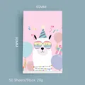 Cartoon alpaca notepad with party glasses, 50 sheets, portable 60x90mm paper memo pad - Party Hat Llama Style (SR1003-1)
