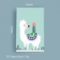 Cute green alpaca cartoon notepad with 50 sheets, portable 60x90mm size for students - Cactus Green Llama Style (SR1003-8)