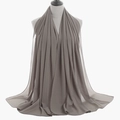 Elegant solid taupe pearl chiffon hijab scarf wrap for women on white mannequin - Taupe