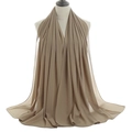Deep beige chiffon hijab scarf for women, lightweight monochrome wrap with fine edging - Taupe Beige