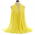 Bright yellow pearl chiffon long hijab scarf with lightweight semi-transparent texture - Bright Yellow