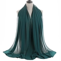 Dark green chiffon hijab scarf with lightweight translucent fabric texture - Dark Green