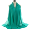 Detail of teal chiffon hijab scarf fabric texture and neat hem stitching on mannequin - Lake Blue Style (YW016-46#)