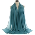 Detailed view of dark green chiffon hijab with elegant soft drapes on a mannequin - Dark Green Style (YW016-59#)