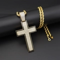 Collana hip hop con ciondolo a croce dorata con strass e dettagli in smalto nero - Pendente Oro + Catena a Corda da 60cm